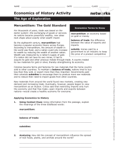 Economics of History Activity: Mercantilism: The Gold Standard