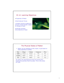 Ch 12. Learning Objectives The Physical States of Matter