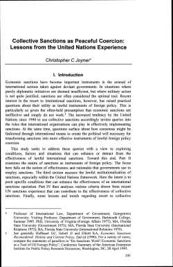 Collective Sanctions as Peaceful Coercion: Lessons from