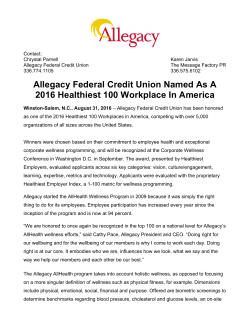 Allegacy Federal Credit Union Named As A 2016 Healthiest 100