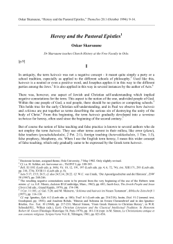 "Heresy and the Pastoral Epistles," Themelios 20.1 (1994)
