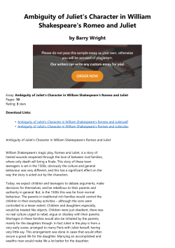 Ambiguity of Juliet`s Character in William Shakespeare`s Romeo and