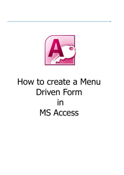 How to create a Menu Driven Form in MS Access