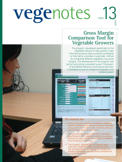 Gross Margin Comparison Tool for Vegetable Growers