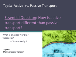Essential Question: How is active transport different than passive
