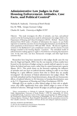 Administrative Law Judges in Fair Housing Enforcement: Attitudes