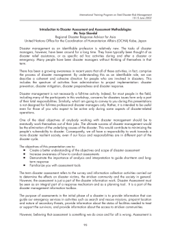 Introduction to Disaster Assessment and Assessment Methodologies