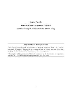 Scoping Paper for Horizon 2020 work programme 2018