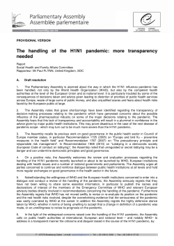 The handling of the H1N1 pandemic