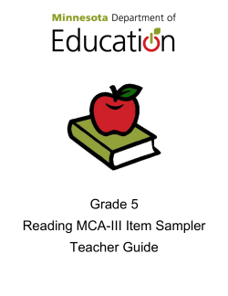 Grade 5 Reading MCA-III Item Sampler Teacher Guide