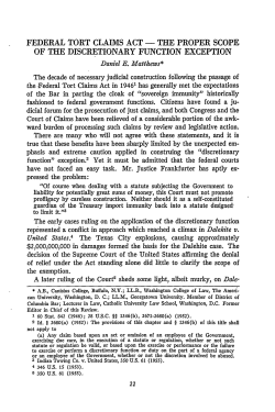 Federal Tort Claims Act - The Proper Scope of the Discretionary