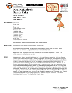 Mrs. McKinley`s Raisin Cake