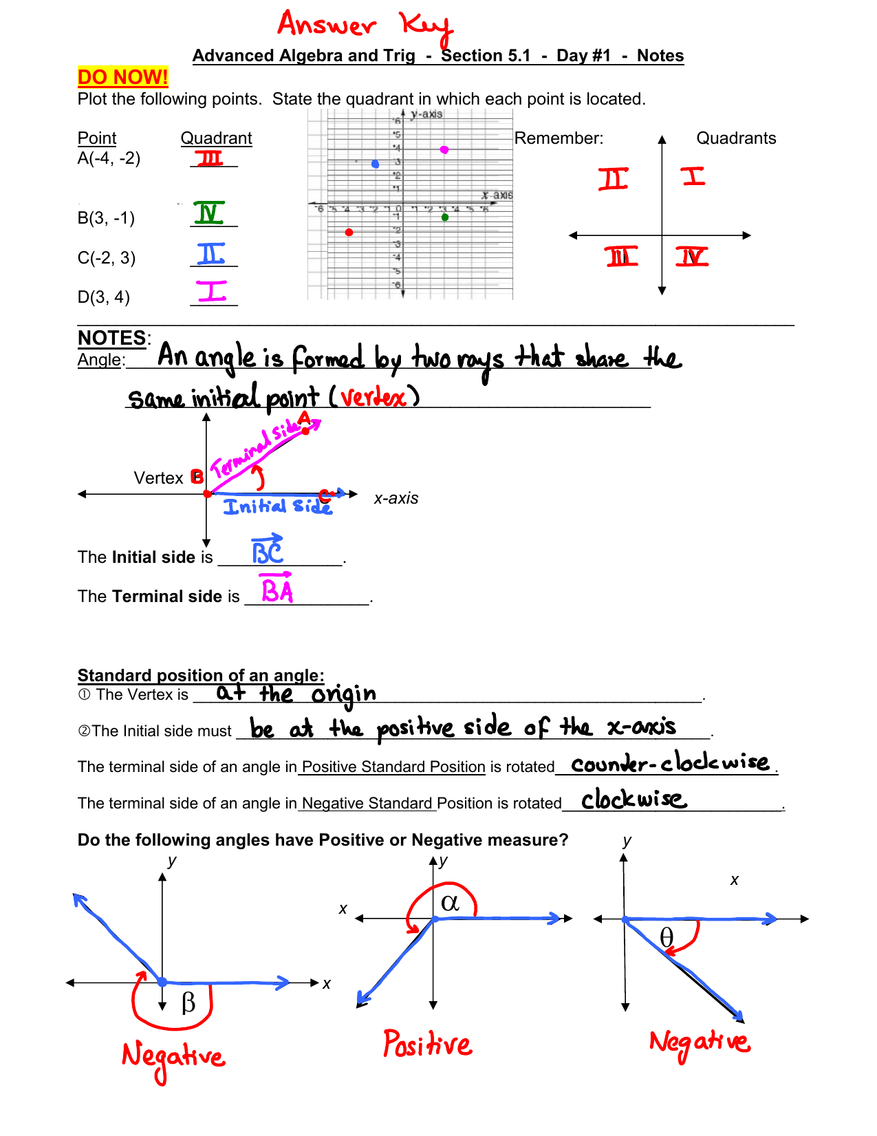 5 1 Day 1 Answer Key