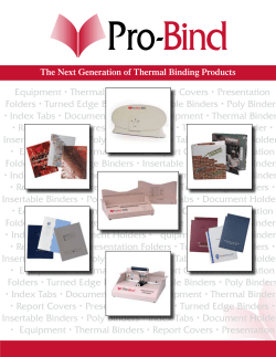 Equipment &bull; Thermal Binders &bull; Report Covers &bull; Presentation Folders