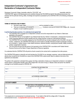 Independent Contractor`s Agreement and Declaration of
