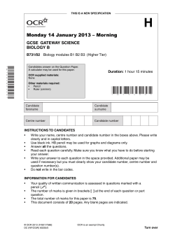 Unit B731/02 - Biology modules B1, B2, B3 - Higher tier