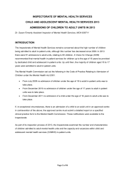 inspectorate of mental health services child and adolescent mental