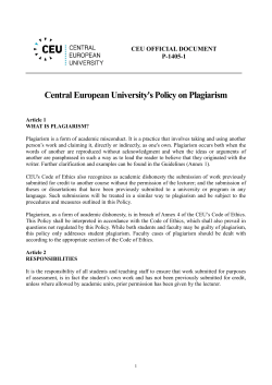 Central European University`s Policy on Plagiarism