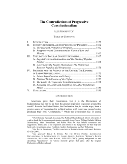 The Contradictions of Progressive Constitutionalism
