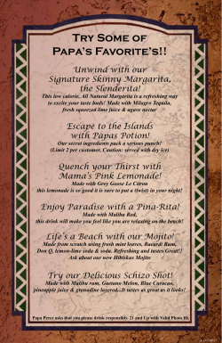 Bar Menu - Papa Perez