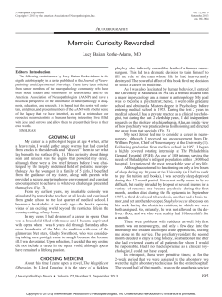 Memoir: Curiosity Rewarded! - Journal of Neuropathology