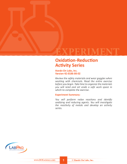 Experiment Oxidation-Reduction Activity Series