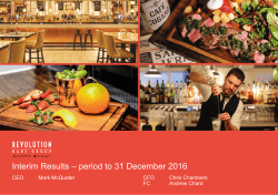 Interim Results &ndash; period to 31 December 2016