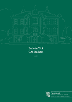 Tas-Cas Bulletin 1/2013 - Court of Arbitration for Sport
