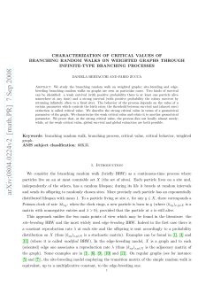 Characterization of the critical values of branching random walks on