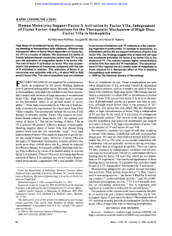 Human Monocytes Support Factor X Activation by
