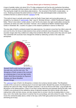 Discovery Sheds Light on Wandering Continents A layer of partially