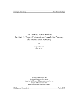The Derailed Power Broker: Rexford G. Tugwell`s
