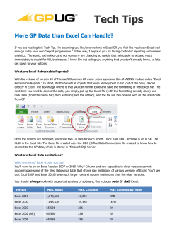 GP Data than Excel Can Handle?