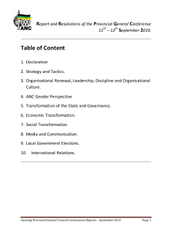 Table of Content - African National Congress