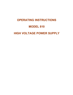 OPERATING INSTRUCTIONS MODEL 810 HIGH VOLTAGE