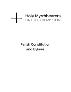 Parish Bylaws - Holy Myrrhbearers Orthodox Mission