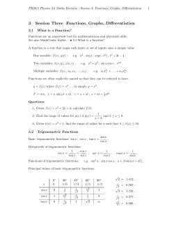 3 Session Three Functions, Graphs, Differentiation