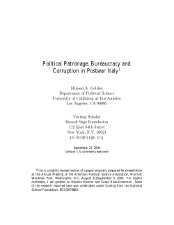 Political Patronage, Bureaucracy and Corruption
