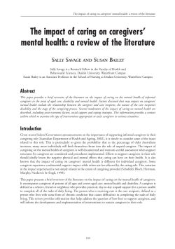 The impact of caring on caregivers` mental health