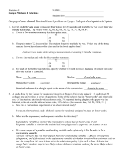 Statistics 8 NAME: Sample Midterm 1 Solutions Student ID#: One