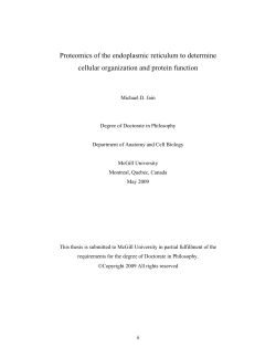 Proteomics of the endoplasmic reticulum to
