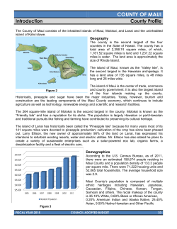 COUNTY OF MAUI Introduction County Profile