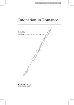 Intonation in Romance 1