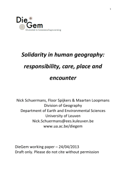 Solidarity in human geography: responsibility, care, place and