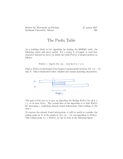 The Prefix Table - Institut for Matematik og Datalogi
