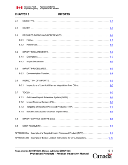 Processed Product Inspection Manual - Chapter 9