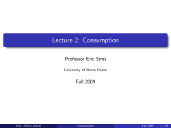 Lecture 2: Consumption - University of Notre Dame