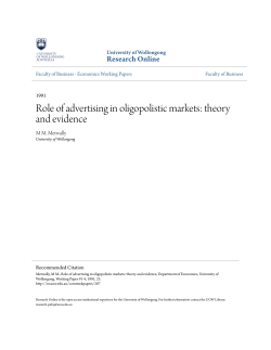 Role of advertising in oligopolistic markets - Research Online