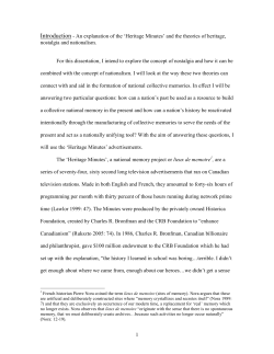 Introduction - An explanation of the `Heritage Minutes` - SAS