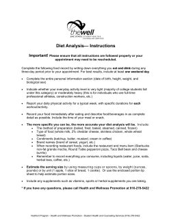 Diet Analysis&mdash; Instructions - Student Health and Counseling Services